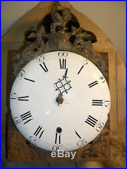 Mouvement comtoise XVIII ém 3 cloches coq dans son jus, horloge, pendule, mécanisme