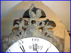 Mouvement comtoise XVIII ém 3 cloches coq dans son jus, horloge, pendule, mécanisme