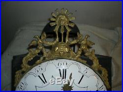 Mouvement comtoise XVIII fronton soleil, dans son jus, horloge, pendule, mécanisme