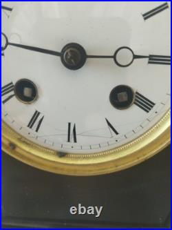 Napoléon III Pendule Borne En Marbre Noir Et Veiné Rouge Poids 9,3 KG