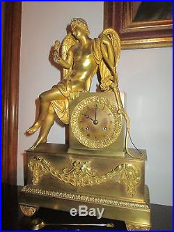 Pendule Ancienne Bronze Dore Epoque Empire Clock Kaminuhr Orologio