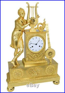 PENDULE APOLLON. Kaminuhr Empire clock bronze horloge antique cartel uhren