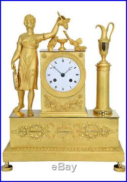 PENDULE BACCHANTE. Kaminuhr Empire clock bronze horloge antique uhren cartel