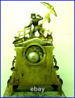 PENDULE BRONZE a fil uhr chasse sapeur clock kaminuhr antik french XIX e siecle PENDULE BRONZE a fil uhr chasse sapeur clock kaminuhr antik french XIX e siecle