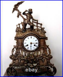PENDULE BRONZE a fil uhr chasse sapeur clock kaminuhr antik french XIX e siecle PENDULE BRONZE a fil uhr chasse sapeur clock kaminuhr antik french XIX e siecle