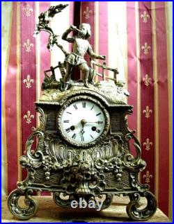 PENDULE BRONZE a fil uhr chasse sapeur clock kaminuhr antik french XIX e siecle PENDULE BRONZE a fil uhr chasse sapeur clock kaminuhr antik french XIX e siecle