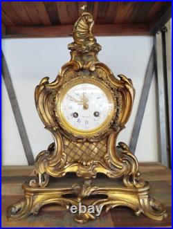 PENDULE Bronze Dore Style LOUIS XV GUILHEAUME MANOSQUE 35MAG 19/12