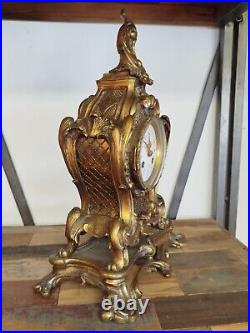 PENDULE Bronze Dore Style LOUIS XV GUILHEAUME MANOSQUE 35MAG 19/12