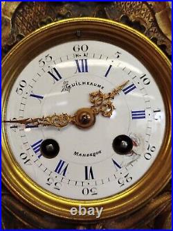 PENDULE Bronze Dore Style LOUIS XV GUILHEAUME MANOSQUE 35MAG 19/12