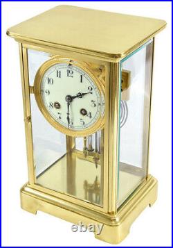 PENDULE CAGE VITRE. Kaminuhr Empire clock bronze horloge antique cartel uhren