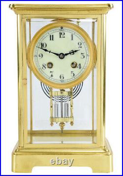 PENDULE CAGE VITRE. Kaminuhr Empire clock bronze horloge antique cartel uhren