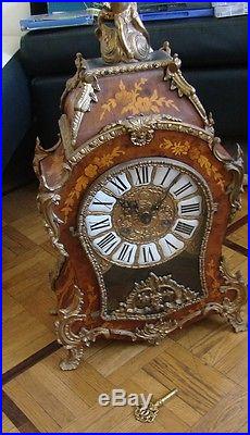 Pendule Clock Marqueterie Bronze Vintage 1900 1920
