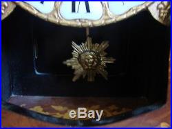 Pendule Clock Marqueterie Bronze Vintage 1900 1920