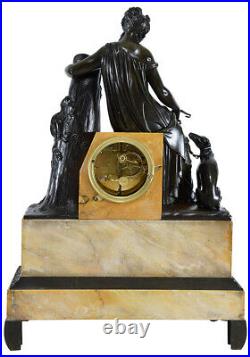 PENDULE DIANE. Kaminuhr Empire clock bronze horloge antique uhren cartel