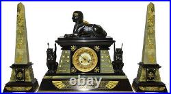 PENDULE GARNITURE EGYPTE. Kaminuhr Empire clock bronze horloge cartel ancien