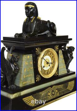 PENDULE GARNITURE EGYPTE. Kaminuhr Empire clock bronze horloge cartel ancien