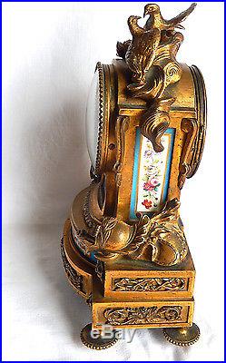 Pendule Horloge Bougeoirs Porcelaine Sevres Bronze Ange Oiseau Napoleon 3