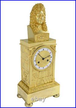 PENDULE JEAN RACINE Kaminuhr Empire clock bronze horloge pendule uhren cartel