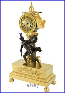 PENDULE LECTURE. Kaminuhr Empire clock bronze horloge antique uhren cartel
