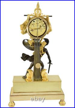 PENDULE LECTURE. Kaminuhr Empire clock bronze horloge antique uhren cartel