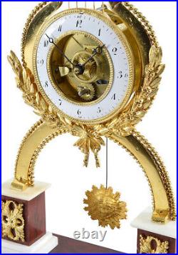 PENDULE LYRE. Kaminuhr Empire clock bronze horloge antique cartel uhren