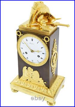 PENDULE MEUGNOT Kaminuhr Empire clock bronze horloge antique cartel uhren