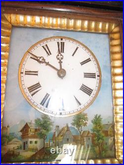 PENDULE MURALE AVEC PEINTURE SOUS VERRE EPOQUE XIXème