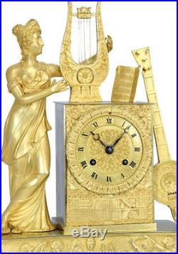 PENDULE MUSIQUE. Kaminuhr Empire clock bronze horloge antique uhren cartel