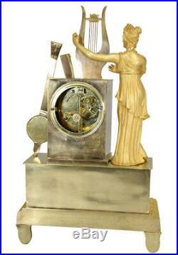 PENDULE MUSIQUE. Kaminuhr Empire clock bronze horloge antique uhren cartel