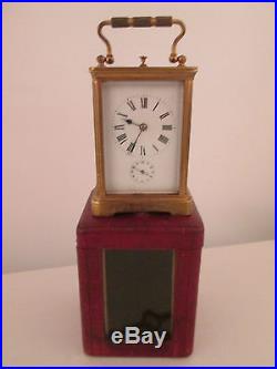 Pendule Officier Bronze Carriage Clock Antique Sonnerie A Repetition Et Reveil