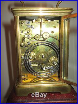 Pendule Officier Bronze Carriage Clock Antique Sonnerie A Repetition Et Reveil