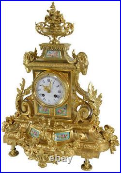PENDULE PORCELAINE. Kaminuhr Empire clock bronze horloge antique cartel uhren