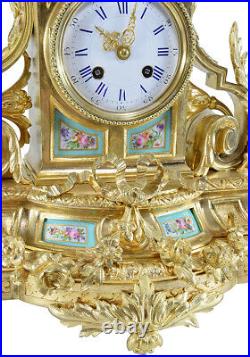 PENDULE PORCELAINE. Kaminuhr Empire clock bronze horloge antique cartel uhren