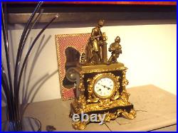 PENDULE XIXem bronze et marbre mouvement a fil