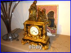 PENDULE XIXem bronze et marbre mouvement a fil