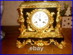 PENDULE XIXem bronze et marbre mouvement a fil