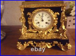 PENDULE XIXem bronze et marbre mouvement a fil