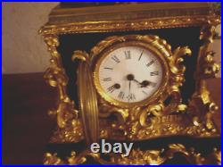 PENDULE XIXem bronze et marbre mouvement a fil