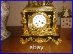 PENDULE XIXem bronze et marbre mouvement a fil