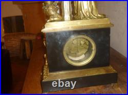PENDULE XIXem bronze et marbre mouvement a fil