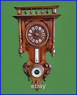 PENDULE carillon horloge MURALE Station Météo THERMOMETRE BAROMETRE Fin XIXe