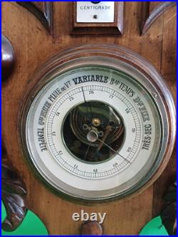PENDULE carillon horloge MURALE Station Météo THERMOMETRE BAROMETRE Fin XIXe