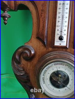 PENDULE carillon horloge MURALE Station Météo THERMOMETRE BAROMETRE Fin XIXe