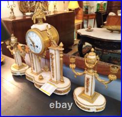 PENDULE de Cheminee Garniture Marbre Bronze NAPOLEON 3 Louis XVI 120MAG 13/04 PENDULE de Cheminee Garniture Marbre Bronze NAPOLEON 3 Louis XVI 120MAG 13/04