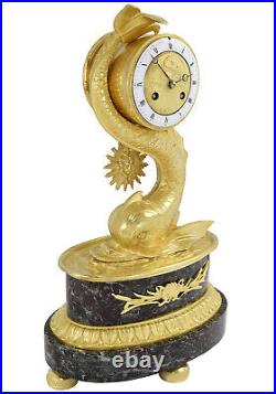 POISSON Kaminuhr Empire clock bronze horloge antique pendule uhren