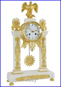PORTIQUE AIGLE Kaminuhr Empire clock bronze horloge antique cartel pendule