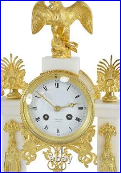 PORTIQUE AIGLE Kaminuhr Empire clock bronze horloge antique cartel pendule