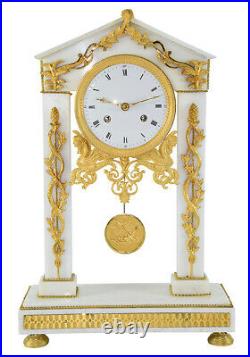 PORTIQUE EMPIRE. Kaminuhr clock bronze horloge antique uhren cartel pendule