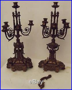 Paire de candélabres chandeliers bronze XIXeme