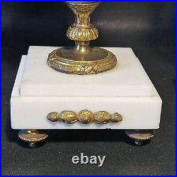 Paire de cassolettes pour pendule en marbre & bronze style Louis XVI